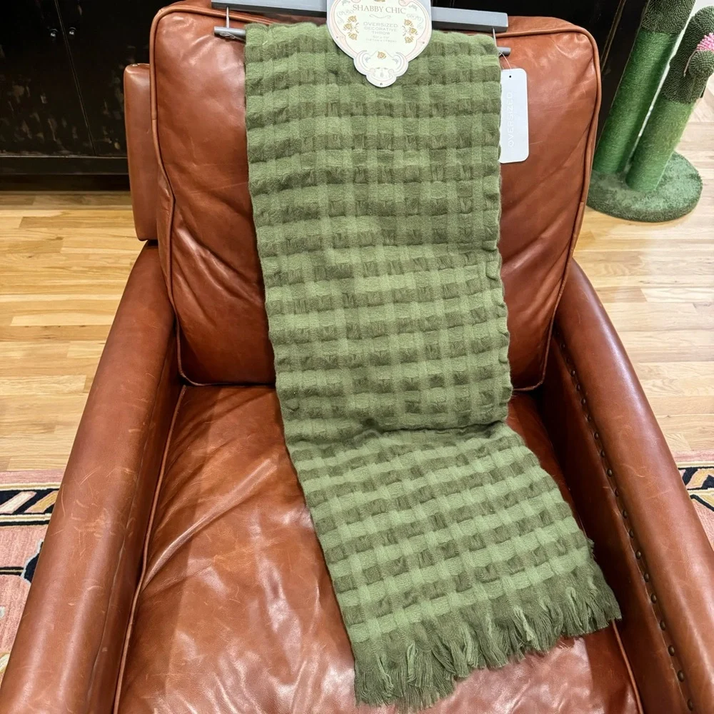 SHABBY CHIC | Oversized Decorative Olive/ Green THROW